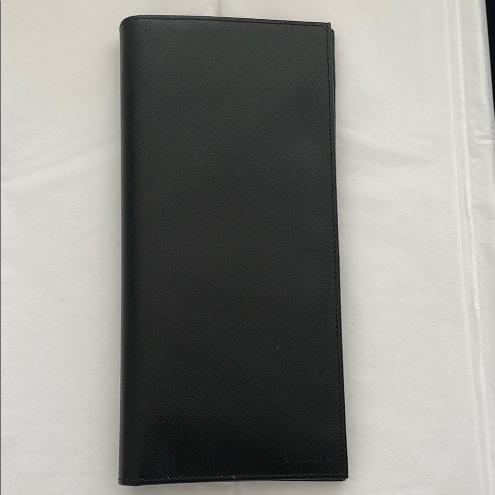 PRADA black Saffiano Leather Bifold wallet card holder passport holder?